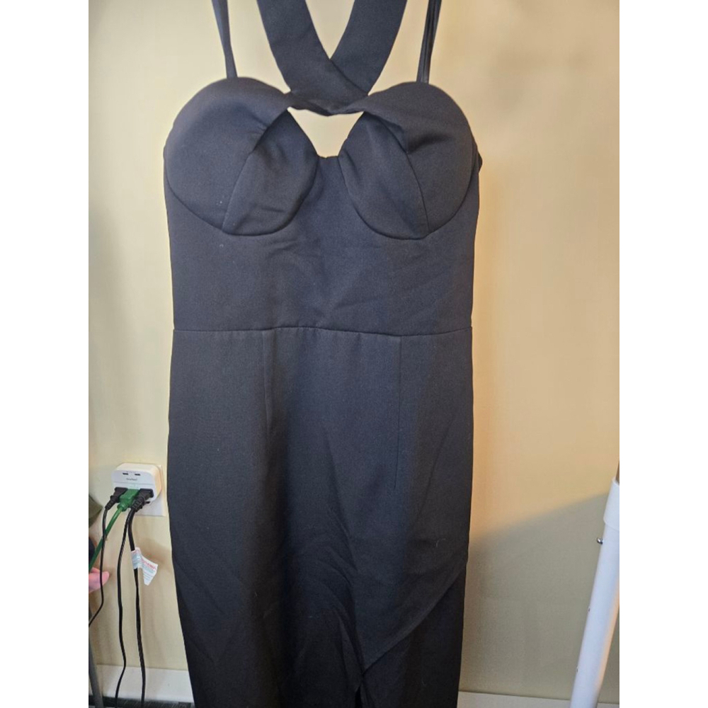 Women's BARIANO Black Halter Neck Maxi Dress L - Picture 7 of 16